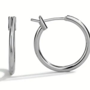 Silver plated huggie hoop earrings. Also available in 18k gold plated.
